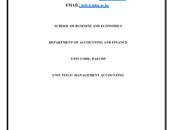 DAF1305: MANAGEMENT ACCOUNTING NOTES