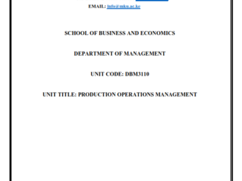 DBM3110 OPERATIONS MANAGEMENT NOTES