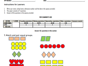 2026 GRADE 1 END TERM 2 EXAMS WITH MARKING SCHEMES