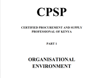 CPSP-K PART I ORGANISATIONAL ENVIRONMENT NOTES