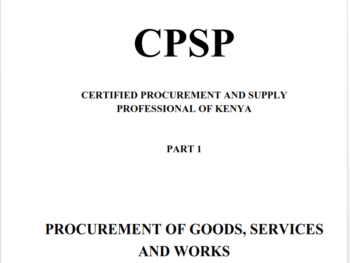 CPSP-K PART I PROCUREMENT OF GOODS, SERVICES AND WORKS NOTES