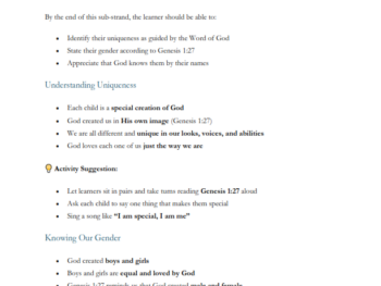 GRADE 1 RATIONALIZED CRE   LESSON NOTES