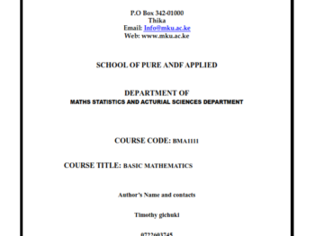 BMA1111: BASIC MATHEMATICS LESSON NOTES - MOUNT KENYA UNIVERSITY