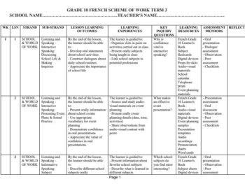 2026 GRADE 10 FRENCH SCHEMES OF WORK - TERM 3