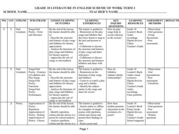 2026 GRADE 10 LITERATURE IN ENGLISH SCHEMES OF WORK - TERM 3